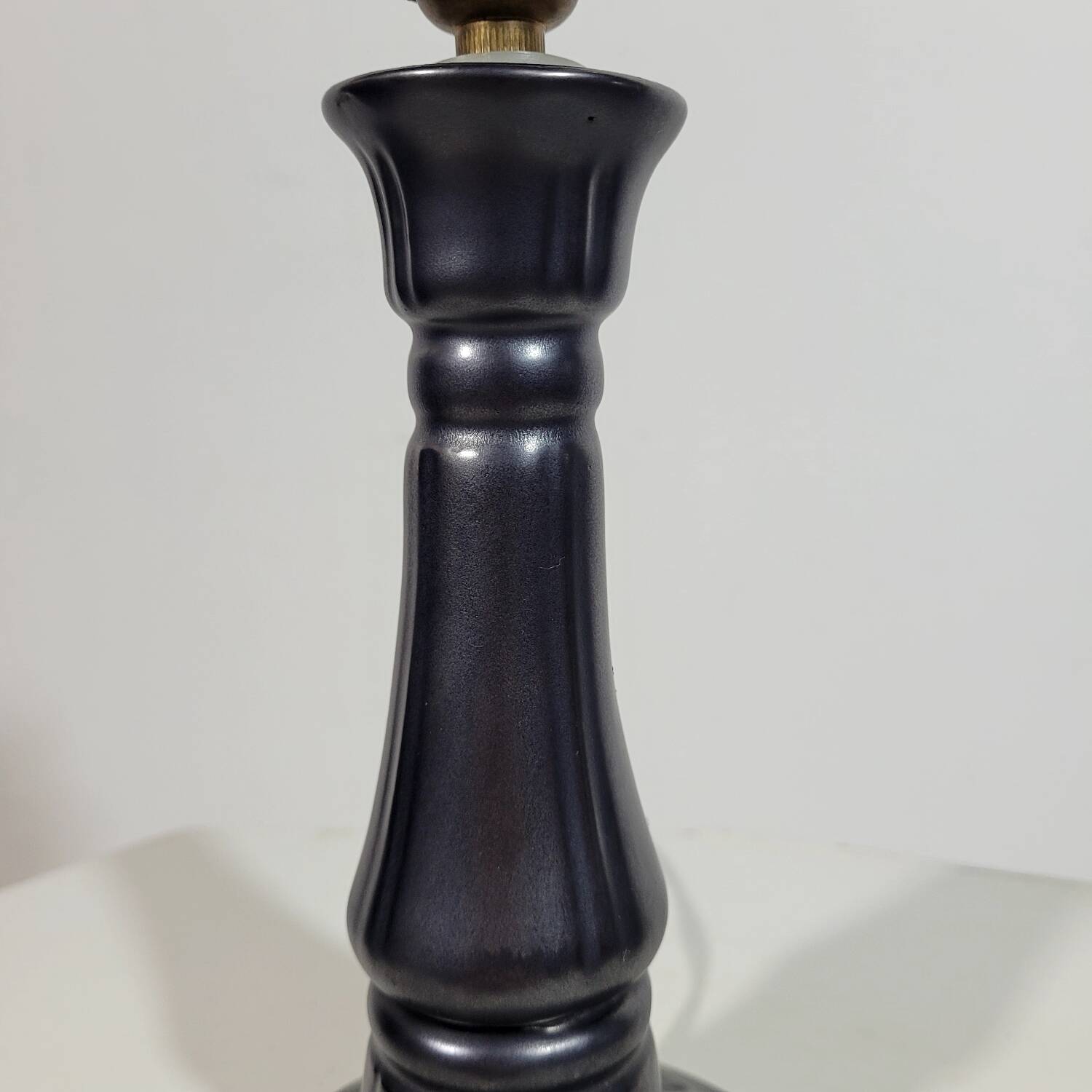 Vintage lamp base in iridescent black ceramic circa 1950