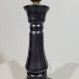Vintage lamp base in iridescent black ceramic circa 1950