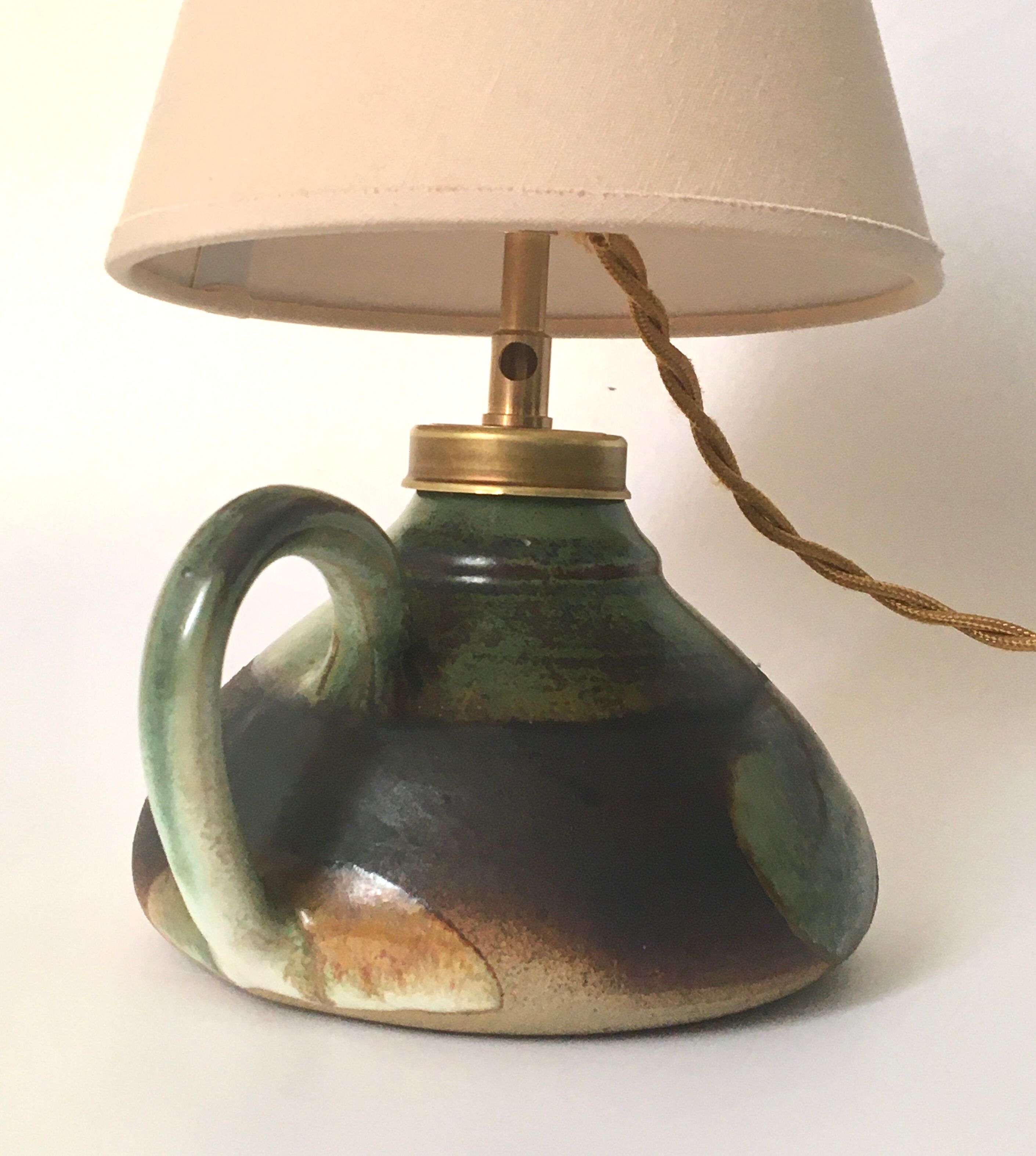 Lampe céramique, abat jour et câble tressé 2m