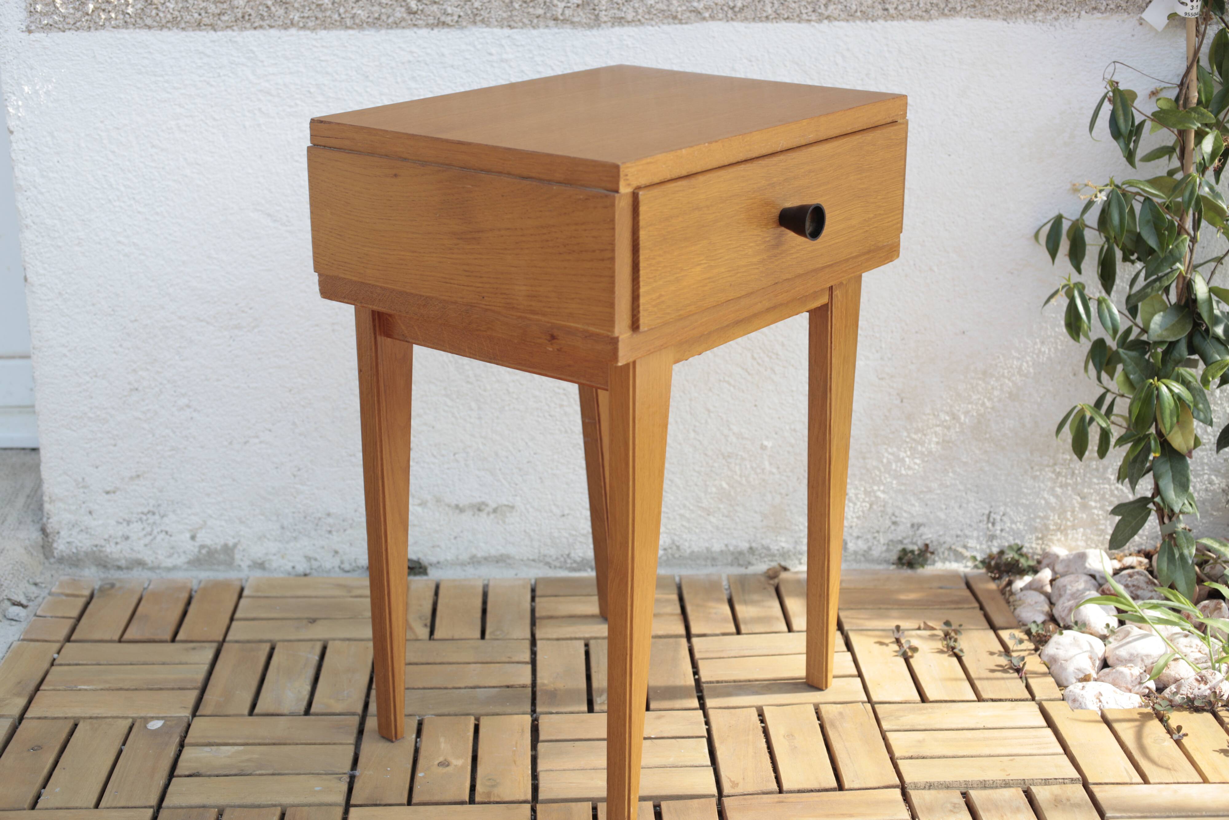 Vintage blond oak bedside table