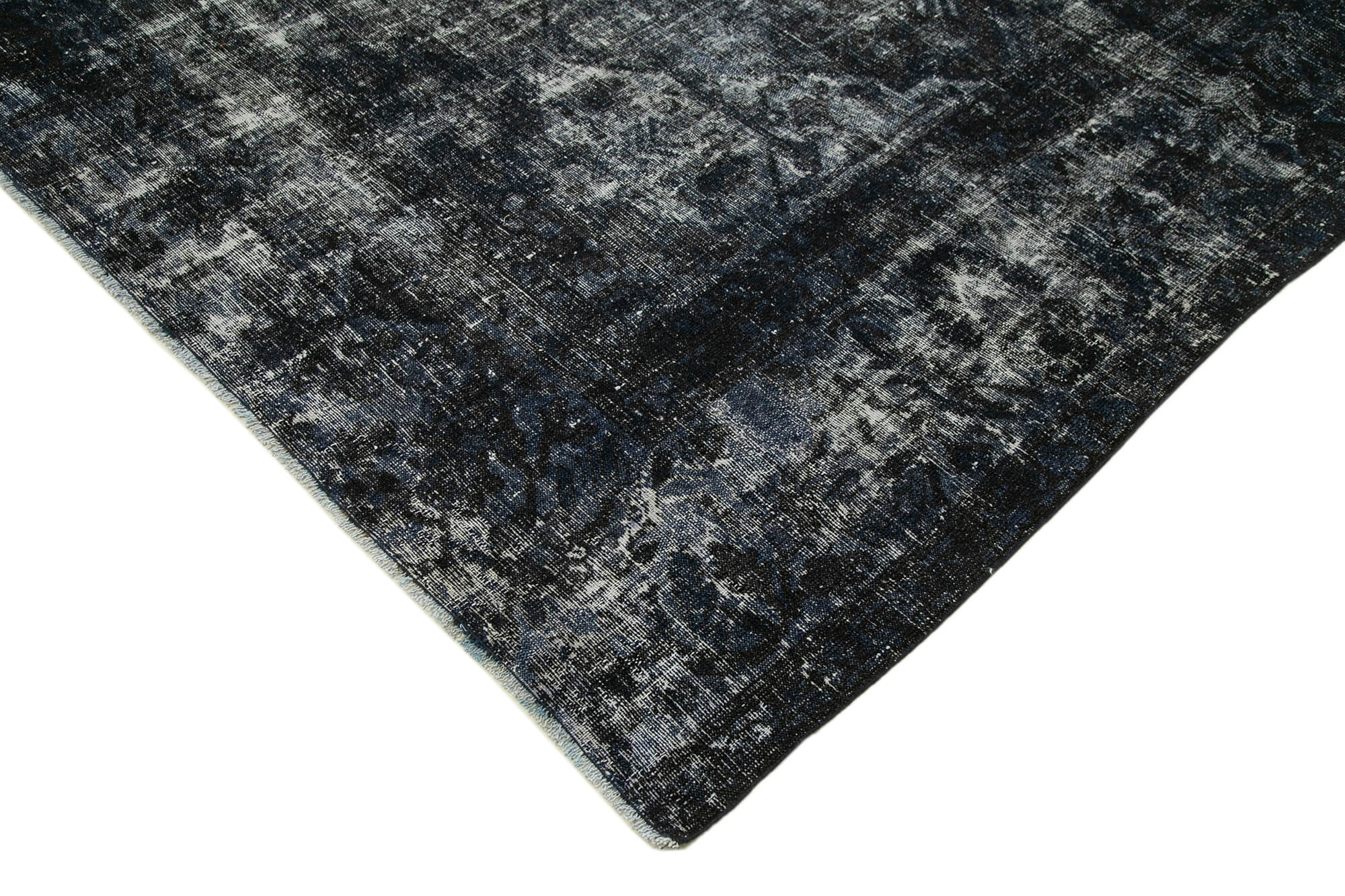Hand-knotted oriental overdyed 312 cm x 356 cm black wool carpet