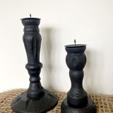 Black wooden candlesticks
