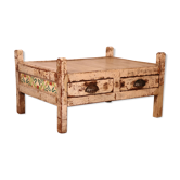 Table de métier en teck birman patine écrue d'origine