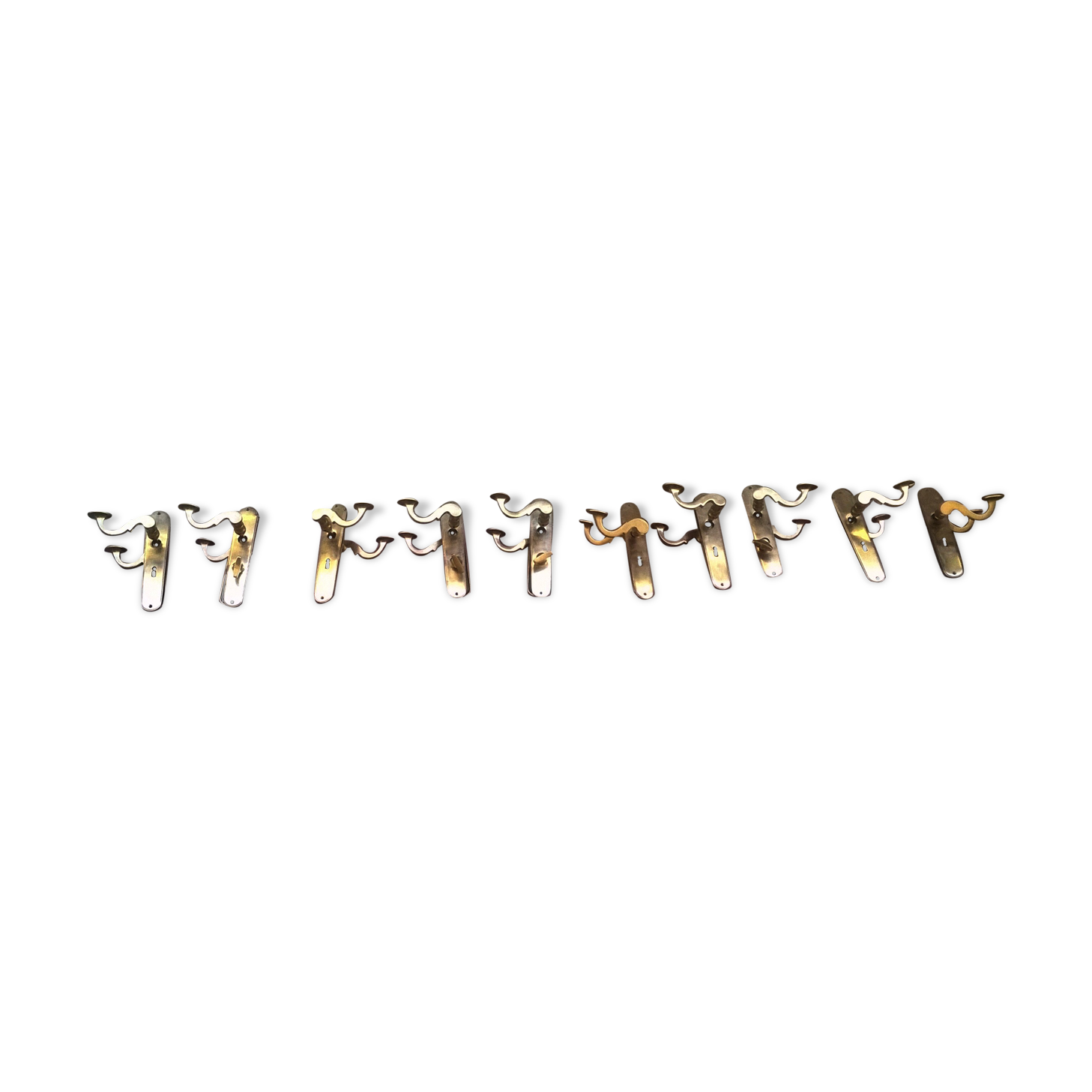 Series of ten sets of vintage door handles