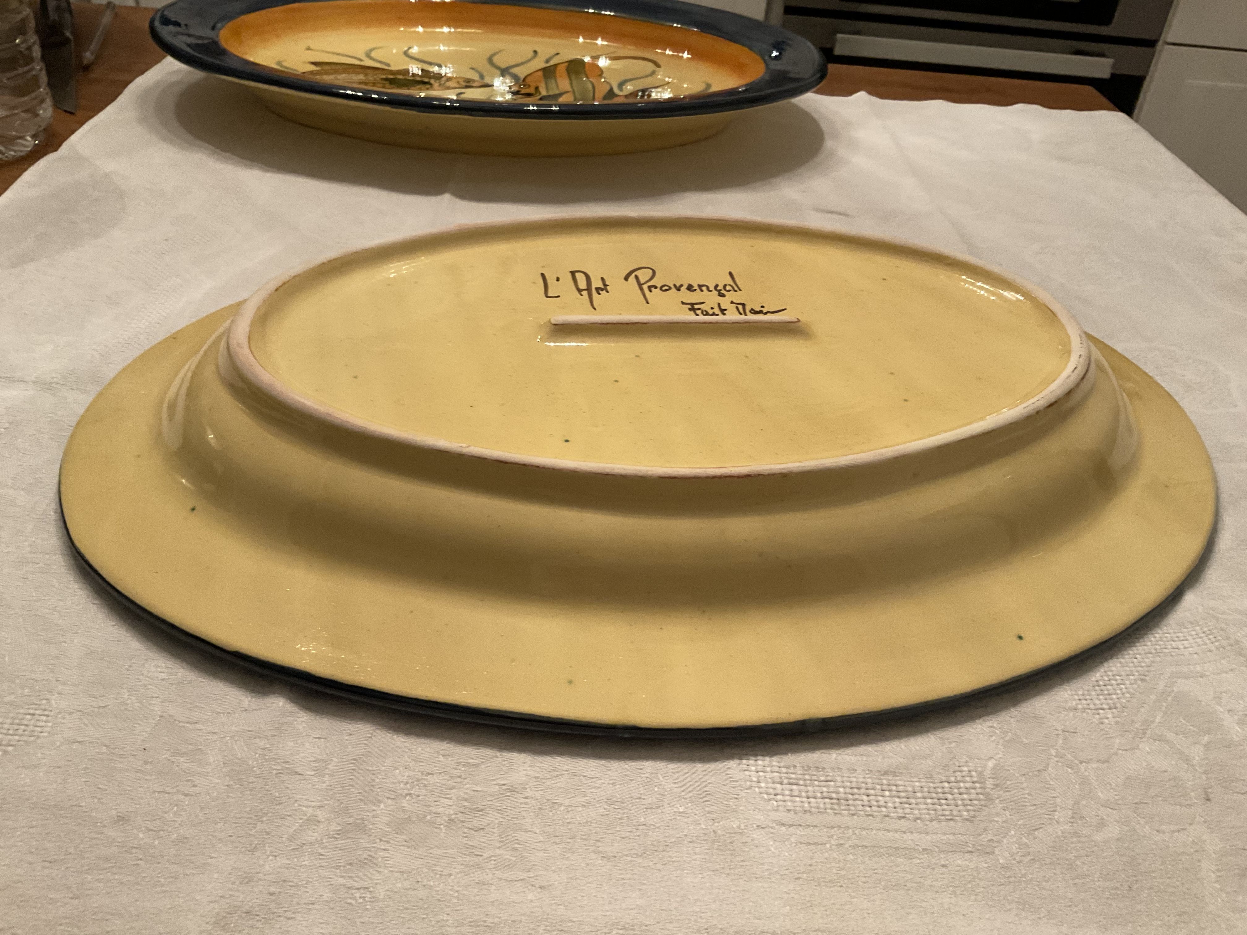 Oval flat . Glazed terracotta . France. Provence