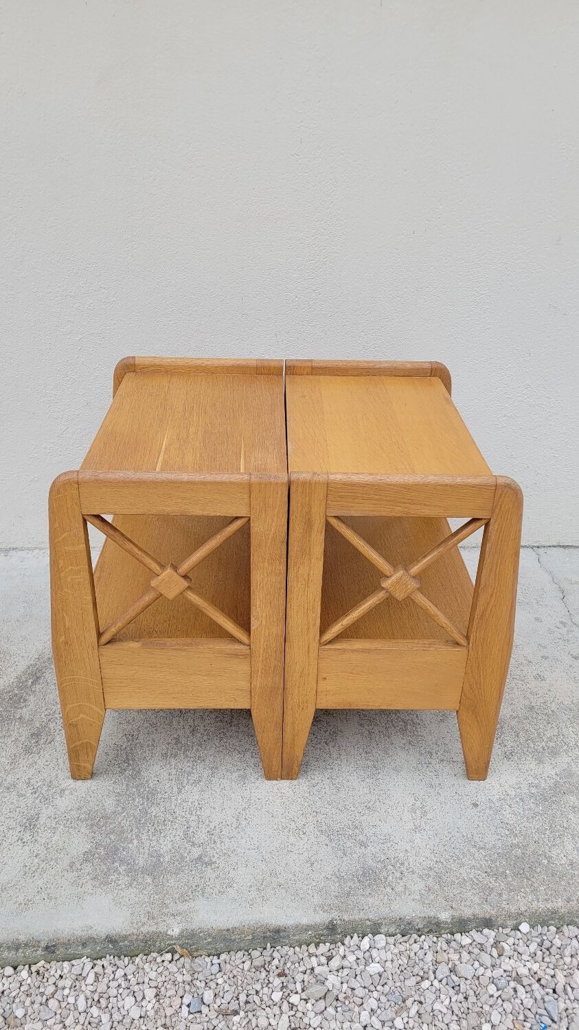 Paire de table de chevets Ateliers Saint sabin en chêne 1950