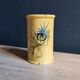 Vintage 1960s Vallauris Yellow Ceramic Vase, Blue Peacock Feather Decor