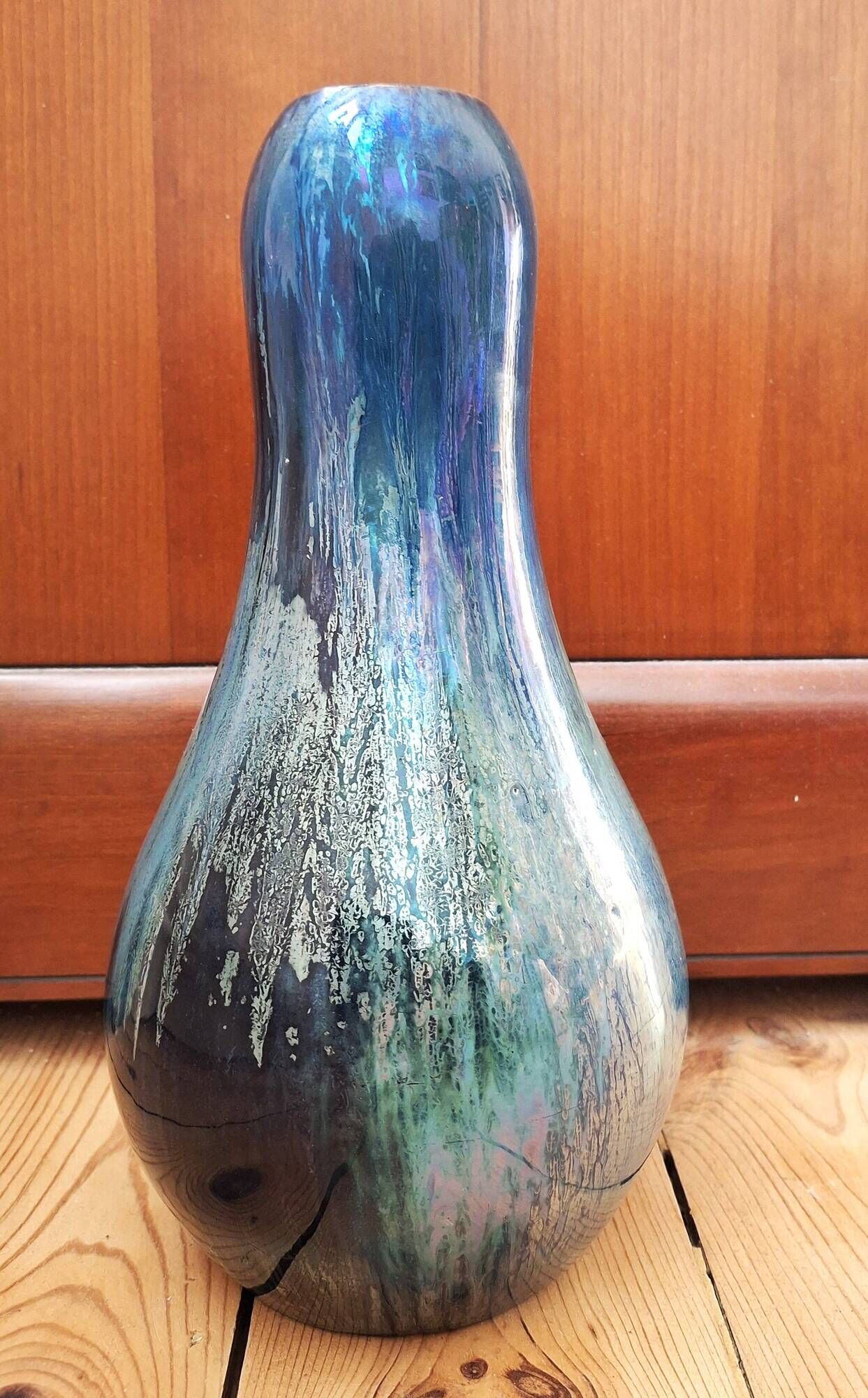 Iridescent vase Alphonse Cythère 1861-1941 26 cm signed Art Deco period 1920