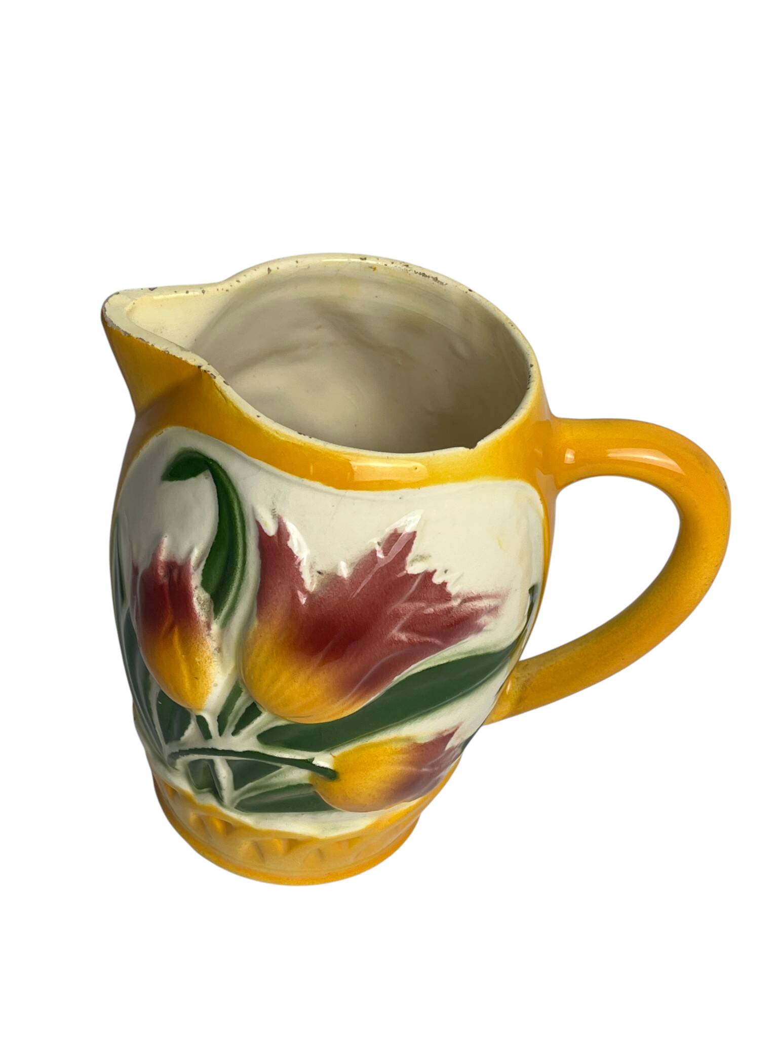 Poet Laval, jug barbotine tulips around 1940