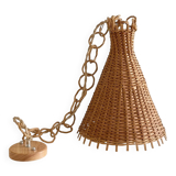 Rustic Midcentury Wicker Pendant Lamp, Spain, 1950s