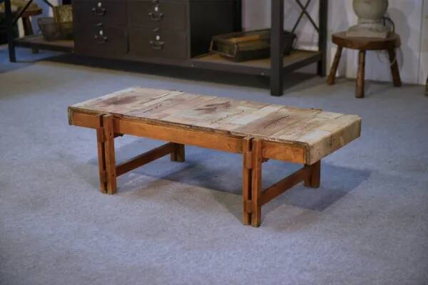 Coffee table in beech and ceramic by Roger Capron, 1960s