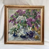 Oil painting on canvas signed dimensions: height -74cm- Length -75cm-