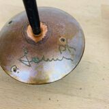 Vintage 50s iron candle holder, enameled signed