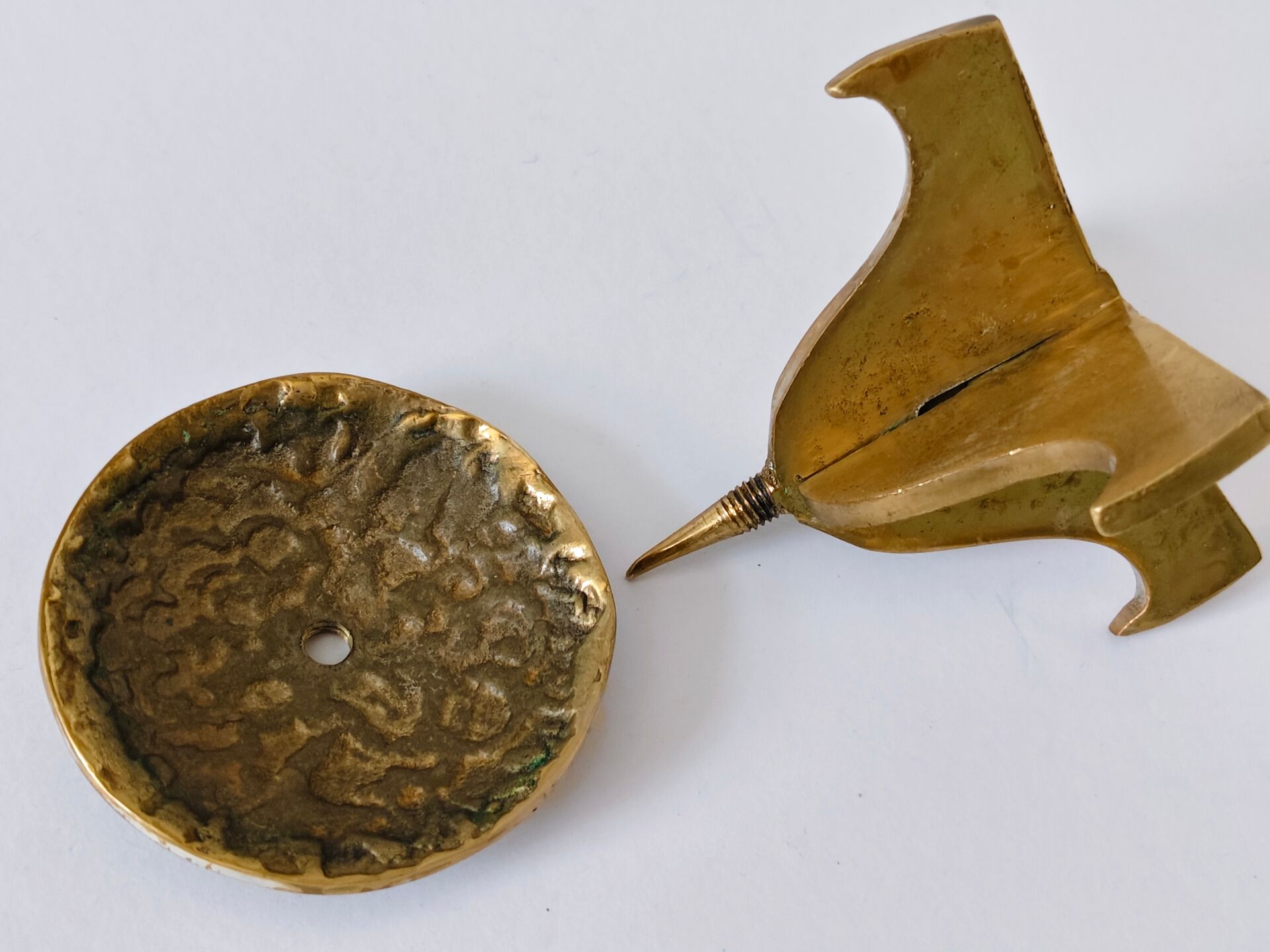 Brutalist vintage brass candlestick