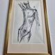 Charcoal study of a male nude, attributed to Maurice de Bus, gilded frame, 21 x 36 cm