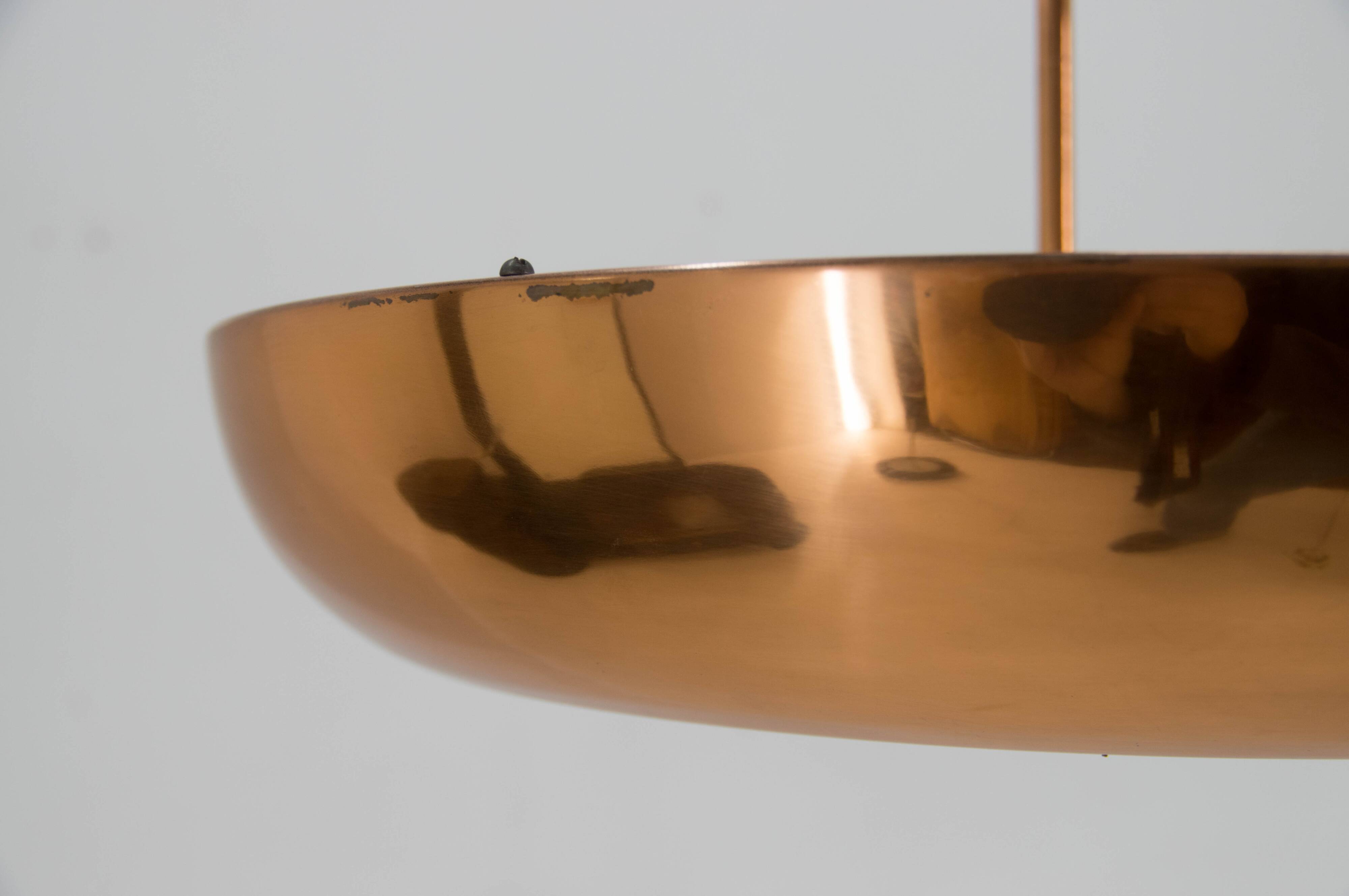 Lustre Bauhaus / Fonctionnaliste en Cuivre UFO, années 1930