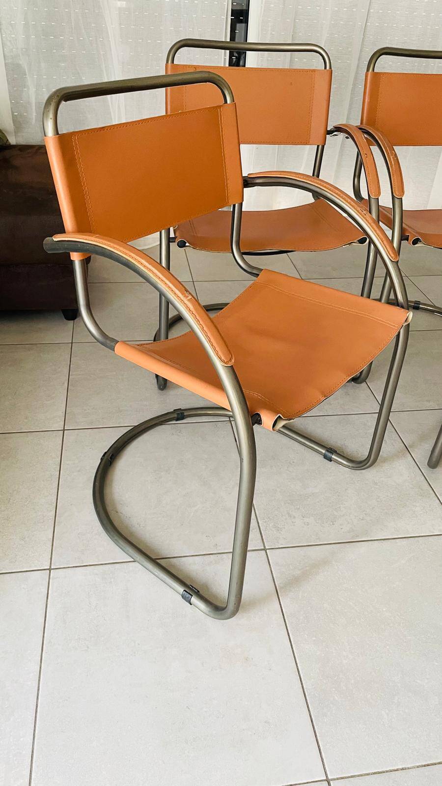 Set of 6 vintage tubular armchairs