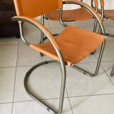 Set of 6 vintage tubular armchairs