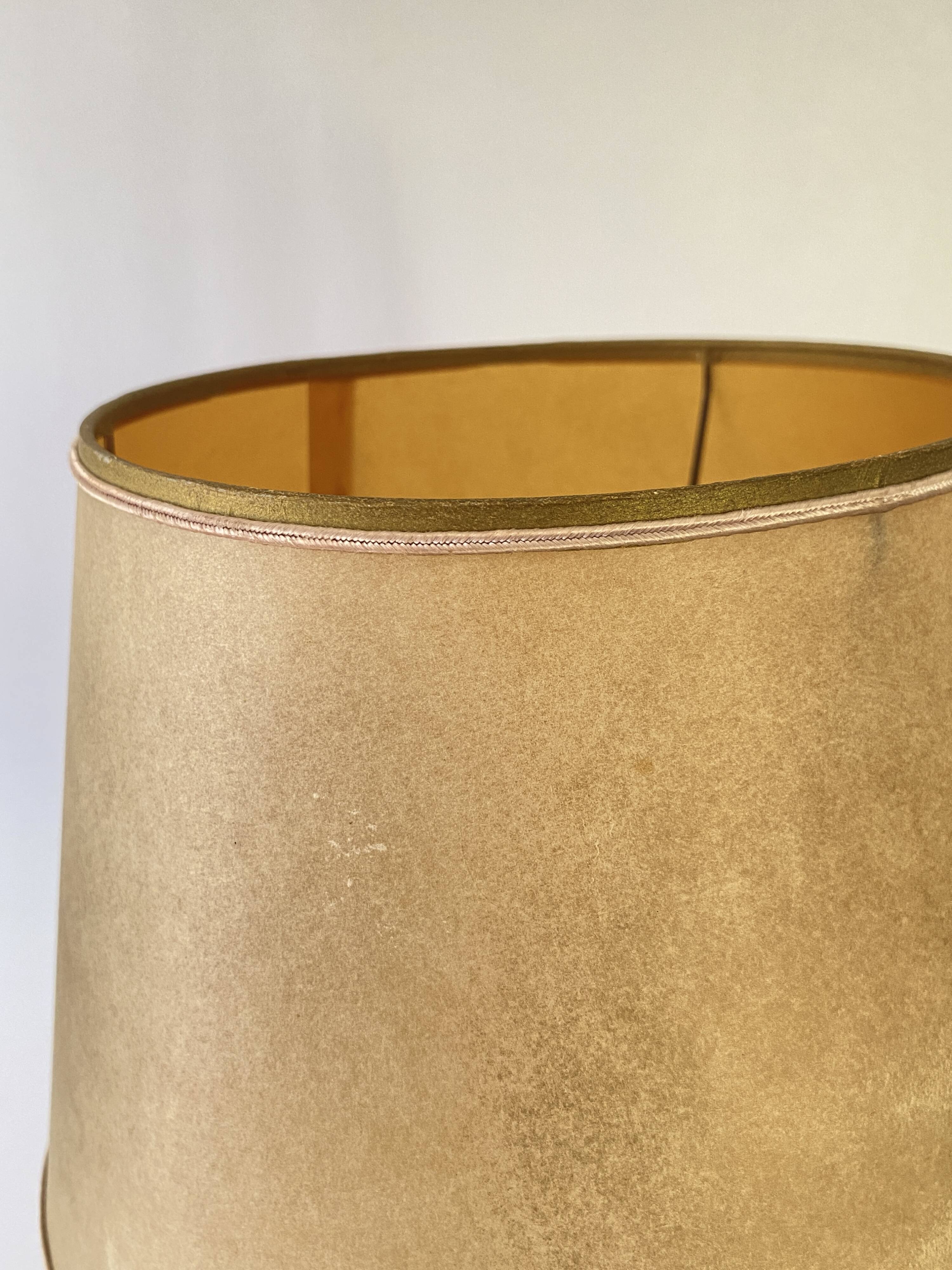 1950s wooden lamp, recent 2M fabric cable, tracing lampshade
