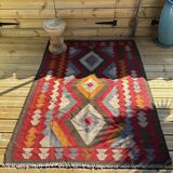 Multicoloured handmade wool kilim rug. Turkey, 1970s.