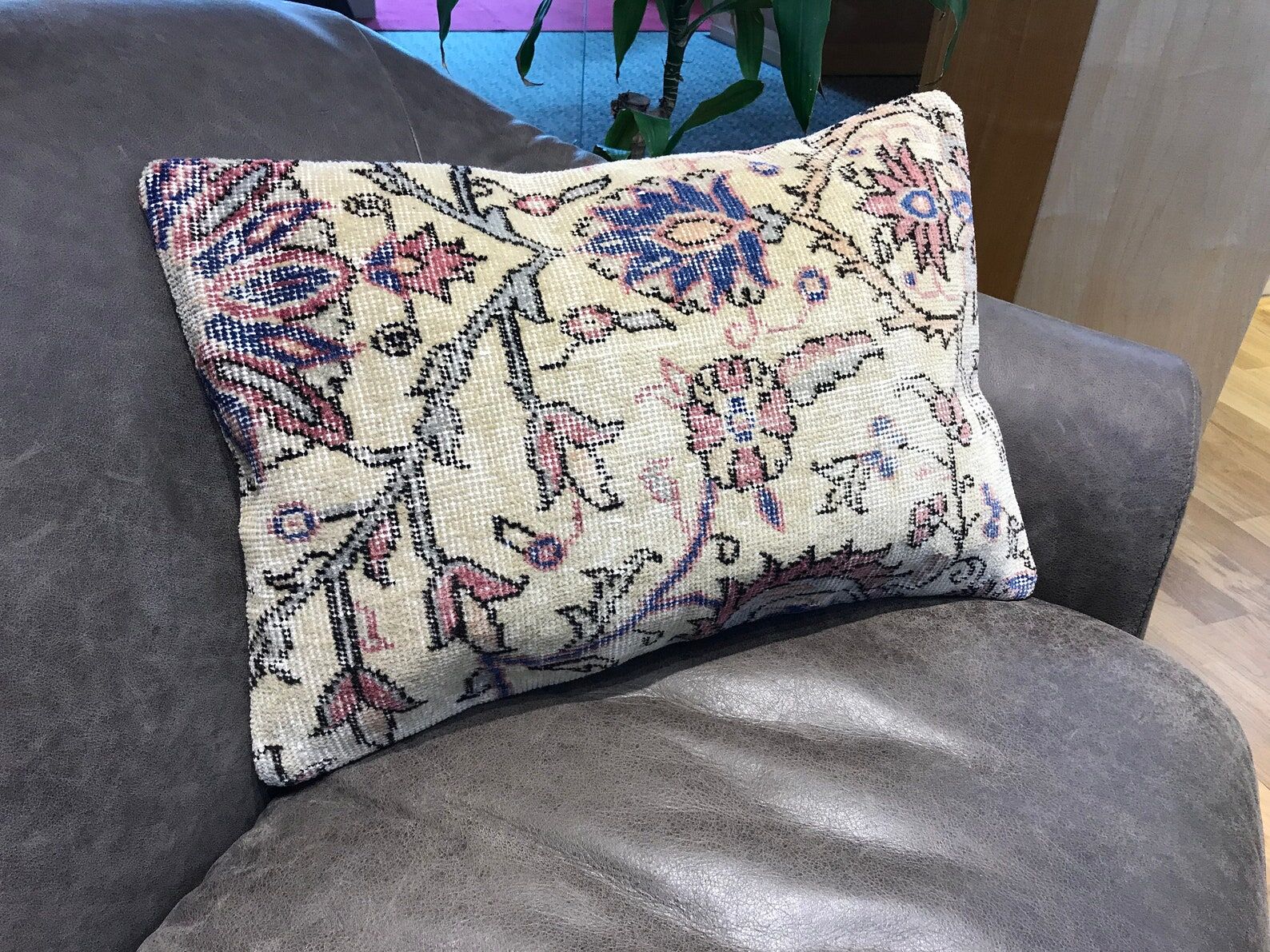 Turkish Carpet Floral Lumbar Pillow 40x60cm