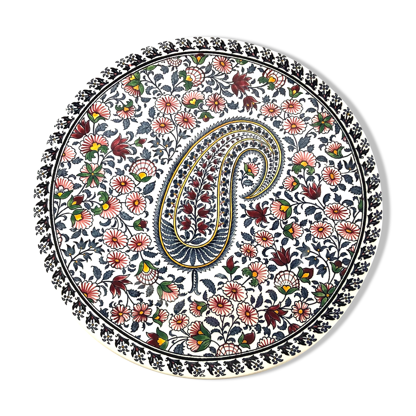 Round dish Gien decoration bothée or cashmere 26cm for pie and cake