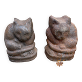 Cat-shaped fireplace andirons