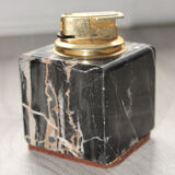 Vintage table lighter in black marble and brass