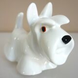 Salt and pepper shakers, glazed ceramic, Scottish terrier dog, signed