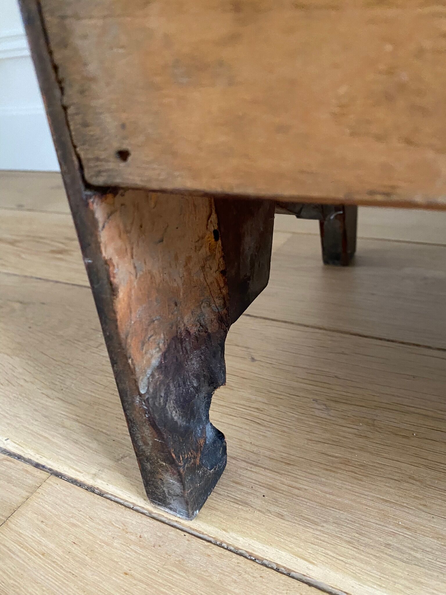 Bookcase vintage natural wood shelves open to three shelves