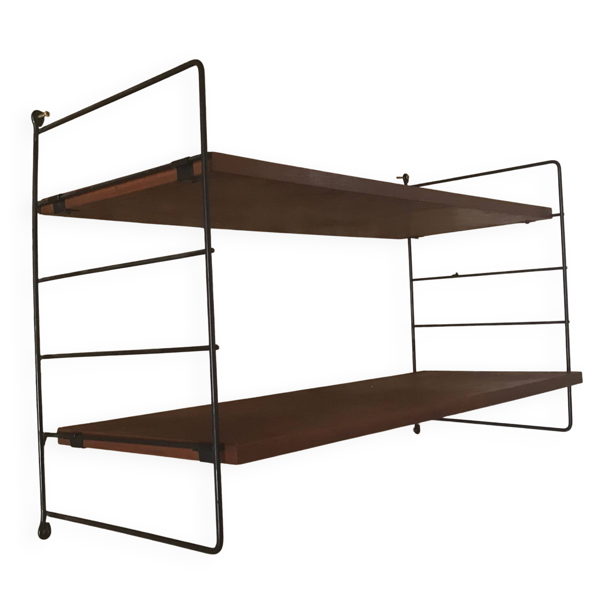 Vintage two-tier wall shelf string