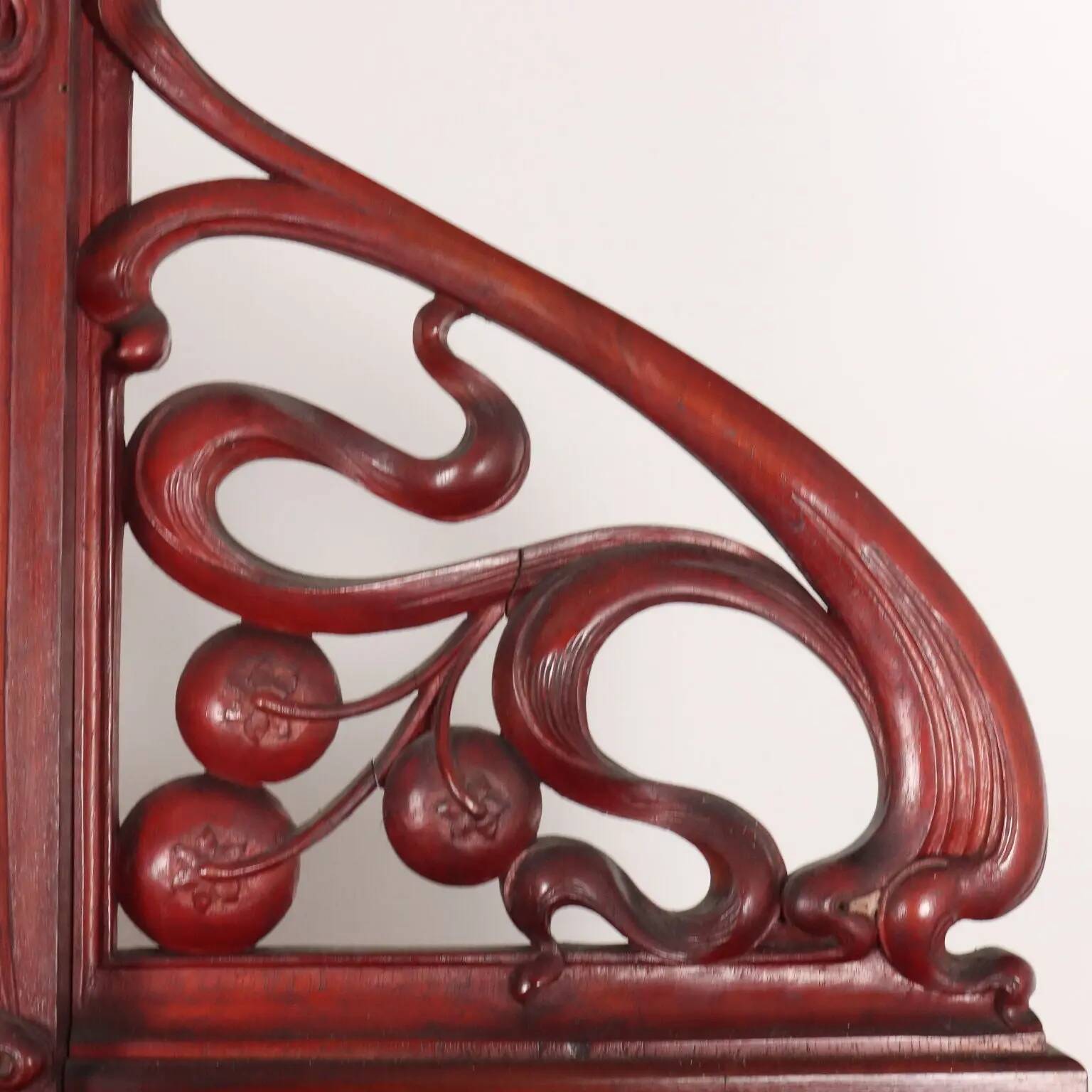 Antique Art Nouveau walnut buffet with decorations, Italy, 19th century.