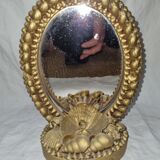 Miroir de table, coquillages dorés de 1970
