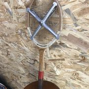 Old tennis racket Slazenger wood metal protection zephyr vintage