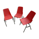 Lot of 3 chairs single-piece red "party room" vintage 1970s