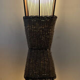 Vintage rattan and raffia floor lamp