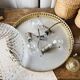 Large vintage ceiling lamp in chiseled glass and brass 34 cm