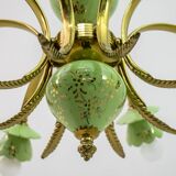 Neoclassical Style 8-Iight Italian Porcelain and Brass Chandelier, 1960s