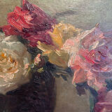 Antique painting, Still life with roses, signed Chaleyé