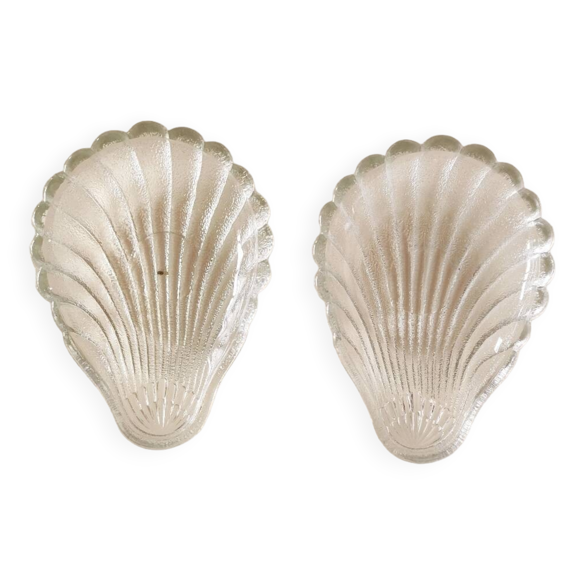 Vintage 1970s Portieux crystal scallop shell dishes.