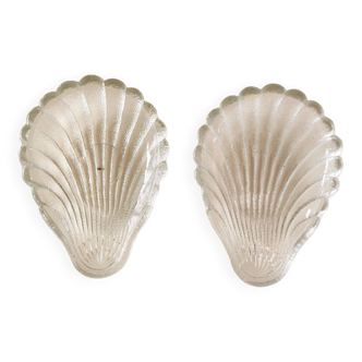 Coupelles coquille saint-jacques en cristal de Portieux vintage années 70