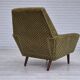 Fauteuil danois à dossier haut de georg thams, revêtement original, velours vert, bois de teck.