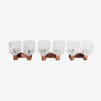 Set de 3 appliques en cuivre et verre