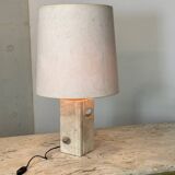 Mid Century Modernist Brutalist Italian Travertine table lamp, 1960s