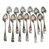 Twelve small Christofle spoons in silver metal model with medallion and monogram B C