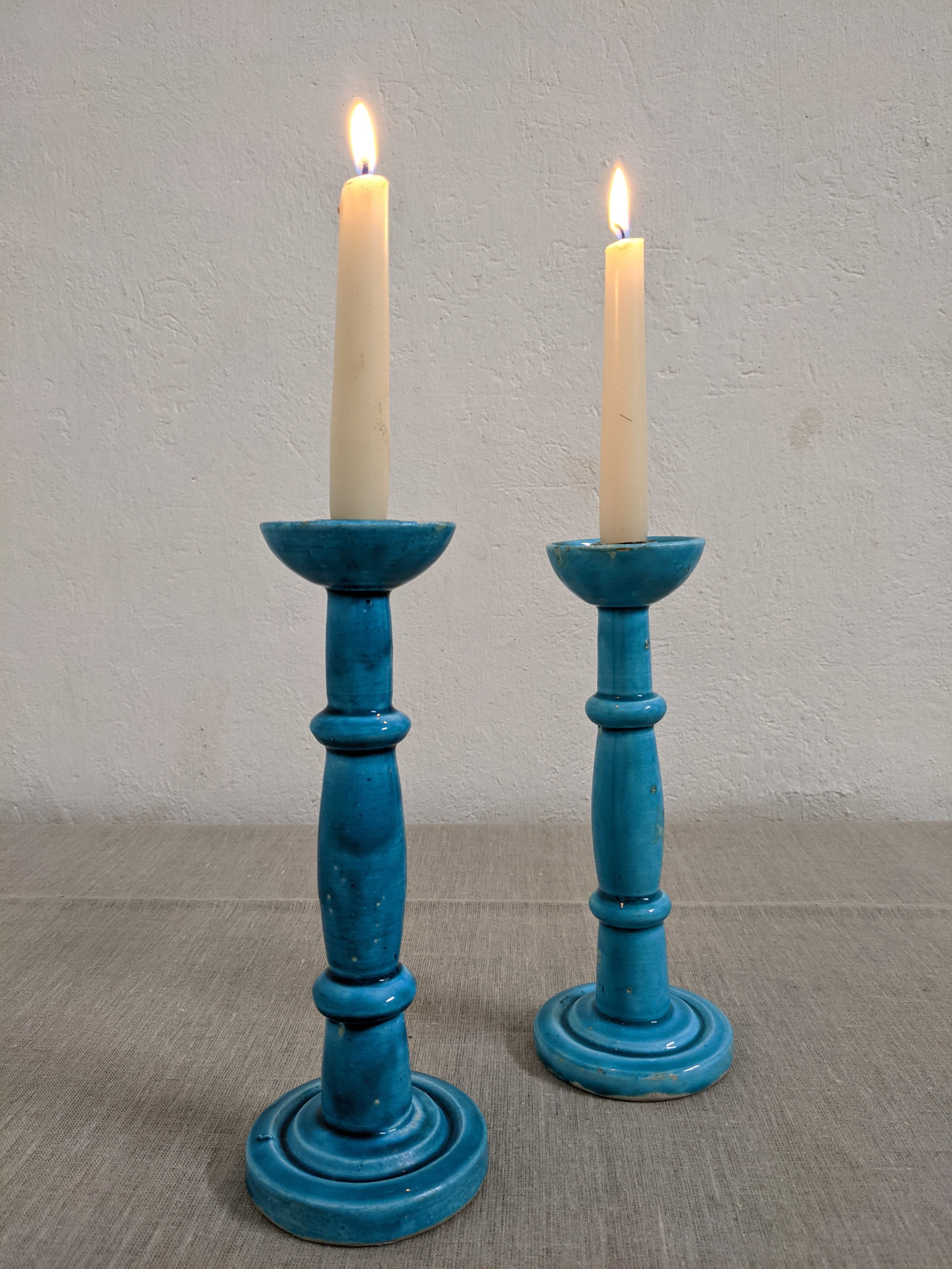Pair of earthenware candle holders from the 60s/70s