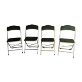 Lot of 4 golden folding chairs green velvet