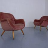 Mid-Century French Organic Mohair Lounge Chairs, 1950s, Set of 2