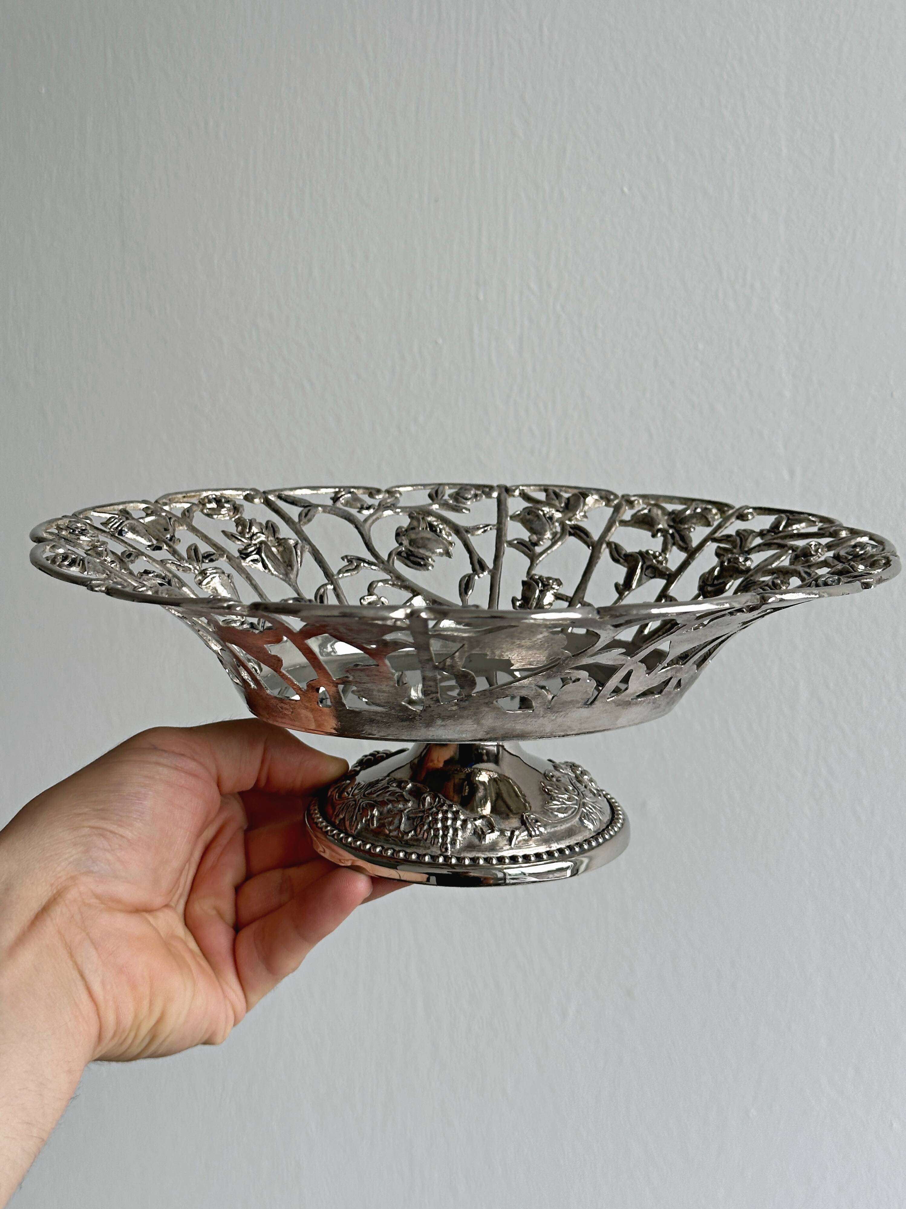 Silver-plated openwork metal stand