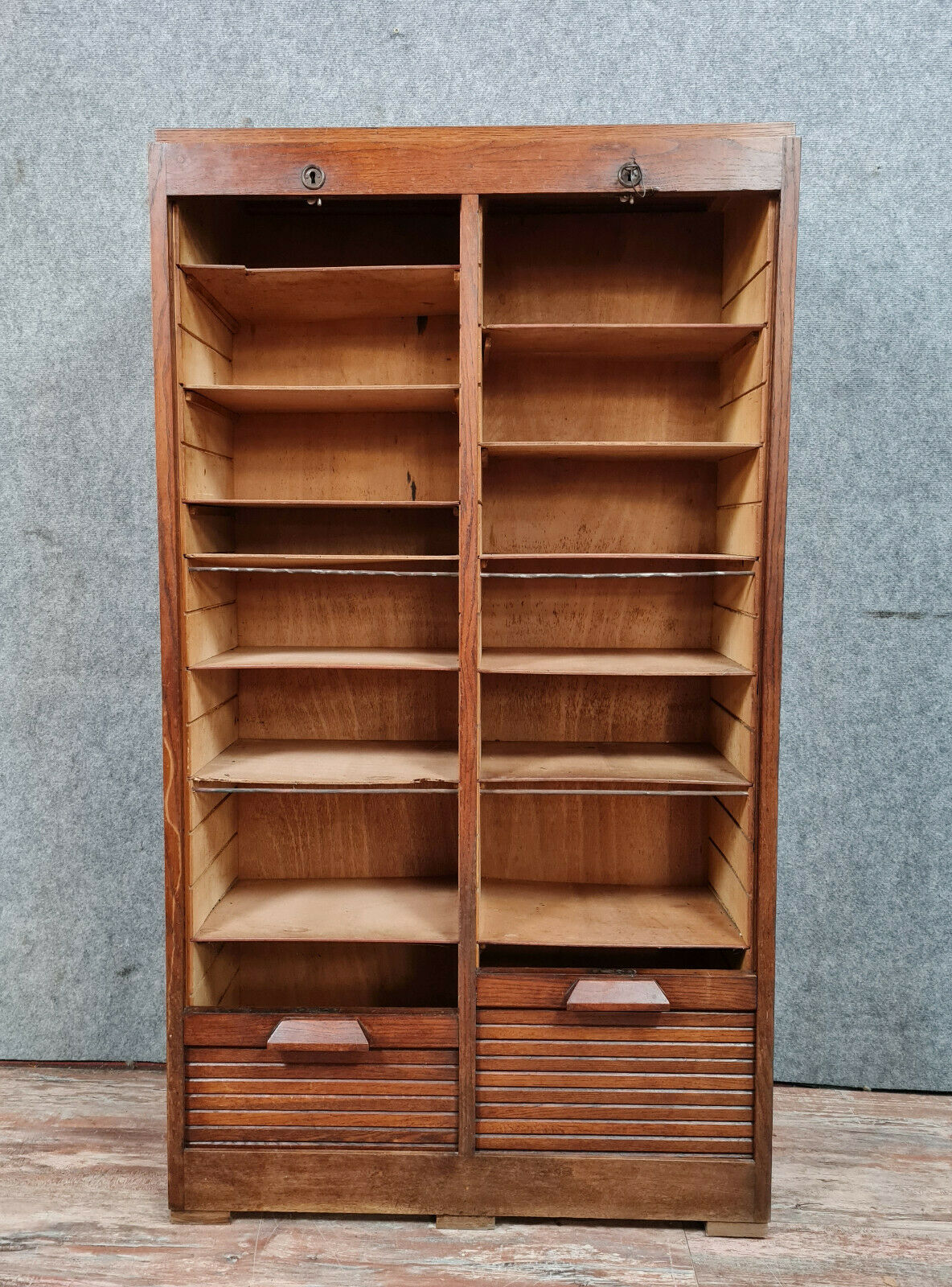 Solid oak curtain binder with honey patina